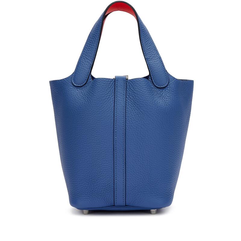 Hermès Bleu Brighton Clemence and Capucine Swift Verso Picotin Lock 18 Palladium Hardware - Image 4